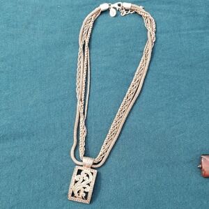 Silpada 925 Silver Multi-Strand Necklace with Intricate Pendant